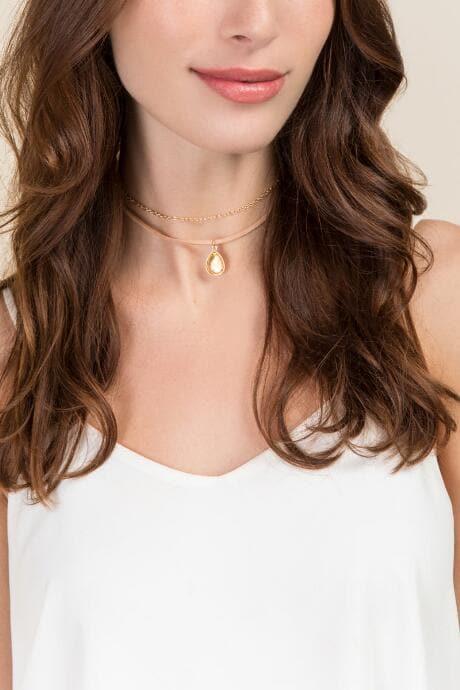 Francesca's Shayla Suede Choker Set - Tan