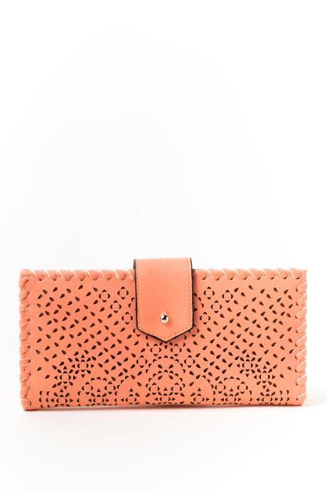 Francesca Inchess Aubrey Perforated Flat Tab Wallet - Coral