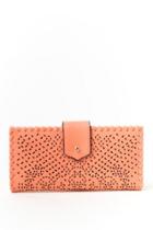 Francesca Inchess Aubrey Perforated Flat Tab Wallet - Coral