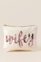 Francescas Wifey Sequin Cosmetic Bag - Pink