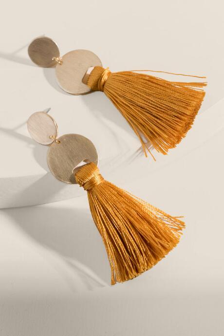 Francesca's Rachel Tassel Drop Earrings - Mustard