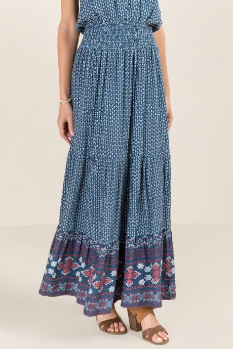 Francesca's Presley Smocked Waist Maxi Skirt - Dark Teal