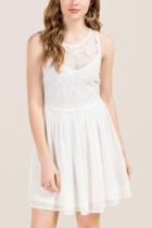 Francesca Inchess Gwen Scallop Waist Combo A-line Dress - White