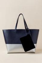Francesca's Kate Two Tone Oversized Tote - Navy