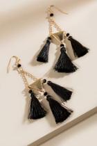 Francesca's Lila Tasseled A-frame Drop Earrings - Black