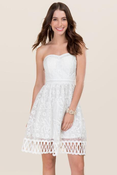 Francesca's Adelle Strapless Lace Dress - White
