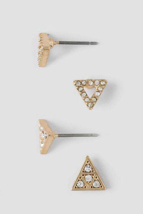 Francesca's Yadra Pav Triangle Stud Earring Set - Gold