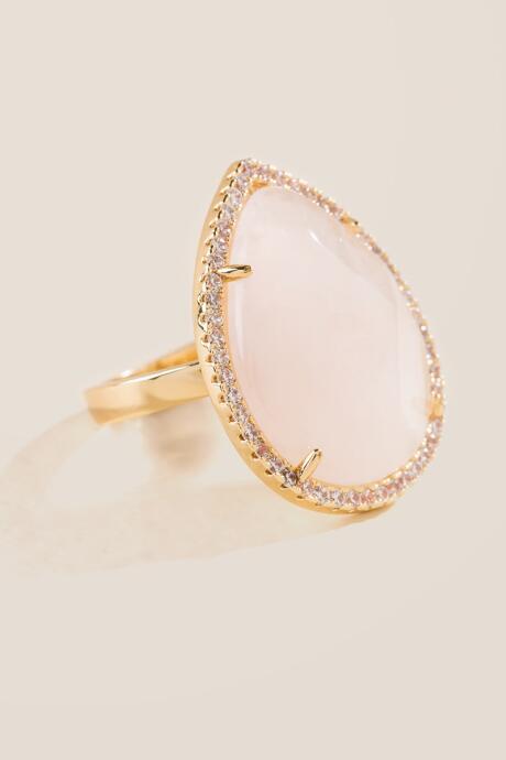 Francesca Inchess Penelope Rose Quartz Cocktail Ring - Blush