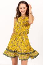 Francesca's Haddie Smocked A-line Dress - Banana