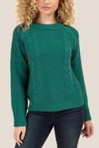 Francesca's Meredith Cable Knit Dolman Sweater - Forest