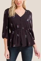 Francesca Inchess Mia Swiss Dot Floral Embroidered Top - Black