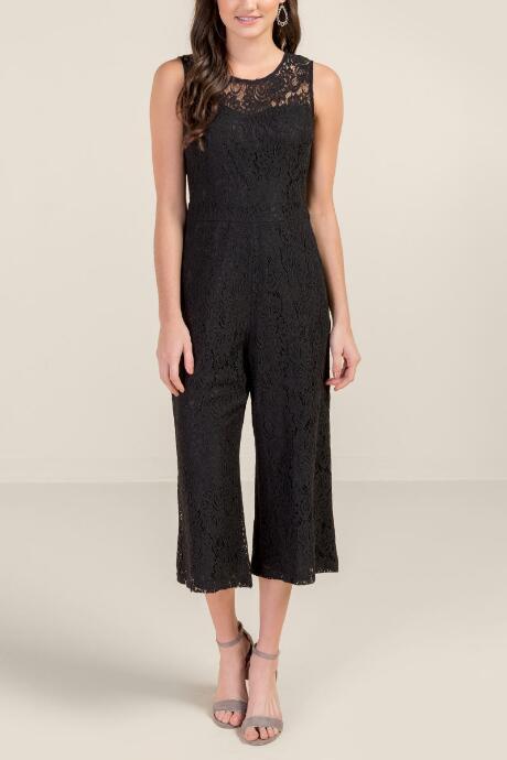 Francesca Inchess Morgan Lace Gaucho Jumpsuit - Black