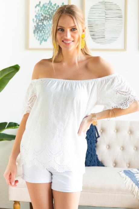 Francesca's Logan Off The Shoulder Blouse - White