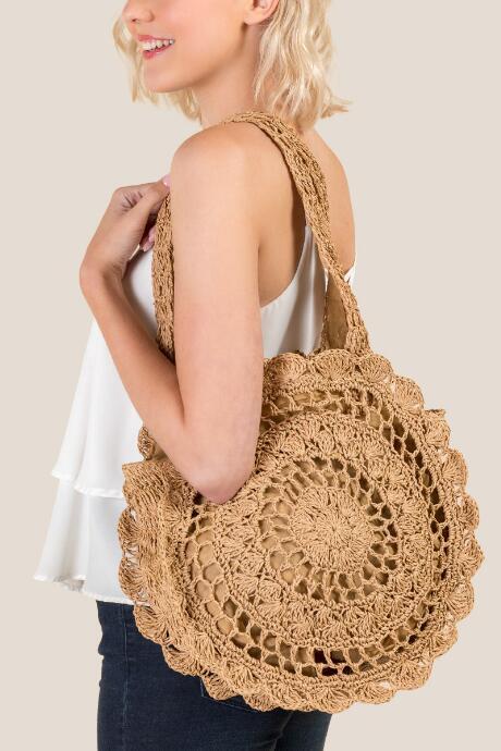Francesca's Kami Crochet Tote - Natural