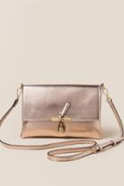 Francesca's Joy Metallic Hook Crossbody - Rose/gold