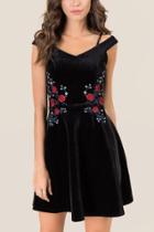 Francescas Kyleigh Off Shoulder Velvet A-line Dress - Black