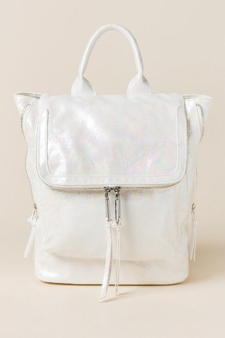 Francesca's Kendall Marbled Metallic Backpack - Ivory
