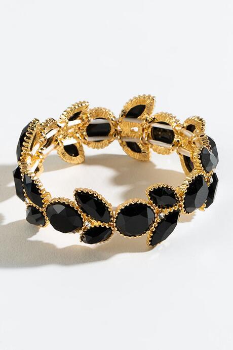 Francesca's Casey Stone Stretch Bracelet - Black