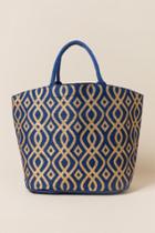 Francesca's Winnie Gold Swirl Print Beach Tote - Navy