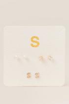 Francesca's S Initial Cubic Zirconia Pearl Stud Earring Set - Gold
