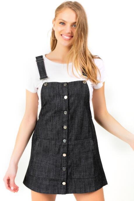 Francesca's Lori Overall Dress - Black