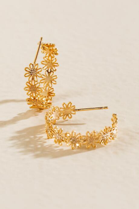 Francesca's Daisy Hoop Earrings - Gold