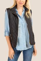 Francesca's Vanessa Quilted Wubby Lined Puffer Vest - Black