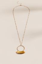Francesca's Maya Tasseled Circle Pendant Necklace - Marigold