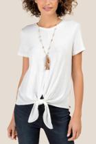 Francesca Inchess Toula Crepe Knit Front Tie Top - Ivory