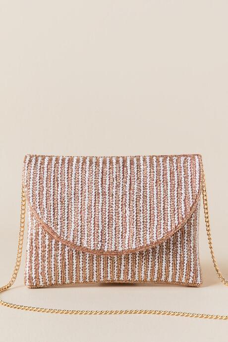 Francesca Inchess Leona Beaded Crossbody Clutch - Ivory