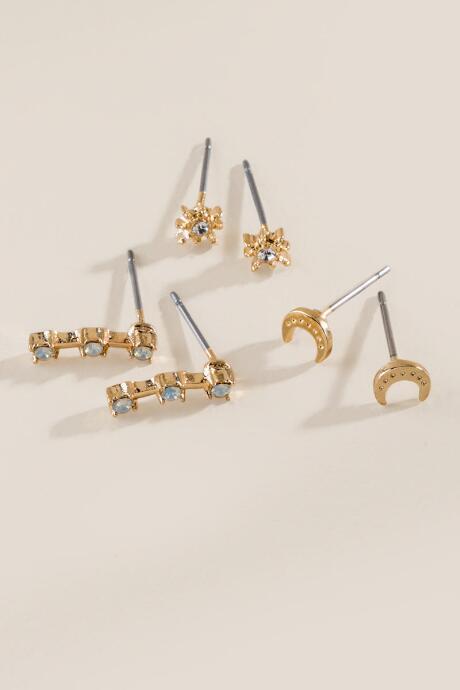 Francesca's Malorie Opal Stud Set - Crystal