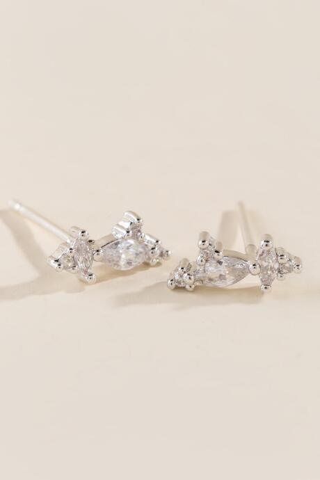 Francesca's Jan Cubic Zirconia Line Cluster Studs - Crystal