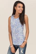 Alya Adalyn Open Back Floral Knit Tank - Blue