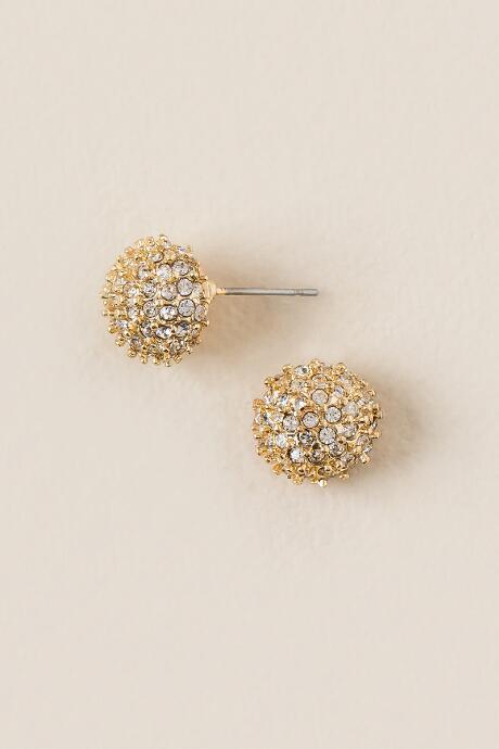 Francesca's Reni Pav Dome Stud Earring - Gold