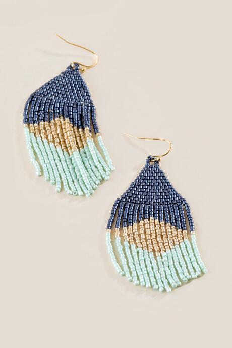 Francesca's Rachel Beaded Statement Earrings - Navy