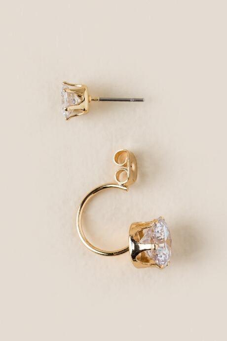Francesca's Gianna Cubic Zirconia Ear Jackets - Crystal