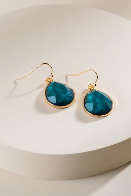 Francesca's Bree Faceted Teardrop Earrings In Teal - Teal