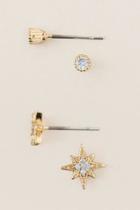 Francesca's Star Cubic Zirconia Stud Earring Set - Crystal