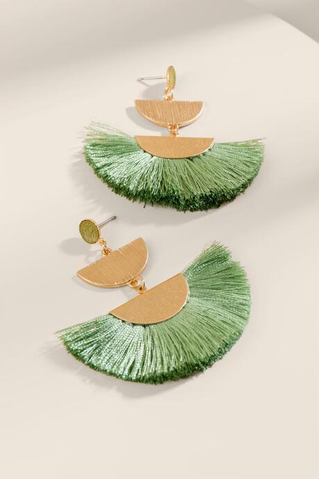 Francesca's Tinley Statement Tassel Earrings - Moss