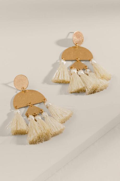Francesca's Sutton Tassel Earrings - Ivory