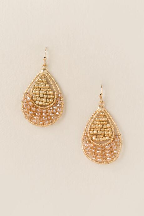 Francesca's Annie Glass Bead Teardrop Earring - Crisp Champagne