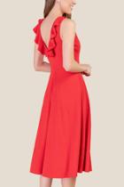 Francesca's Jackie Ruffled Midi Dress - Red