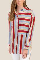 Francesca Inchess Louisa Tunic Length Button Down - Raspberry