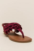 Fergalicious Swoon Ruffle T-strap Sandal - Wine