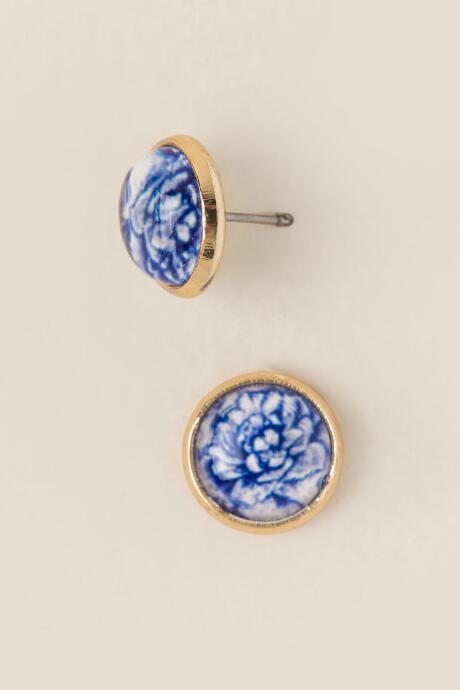 Francesca's Alice Flower Circle Stud Earring - Cobalt