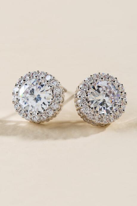 Francesca's Tina Round Cubic Zirconia Stud Earrings - Crystal
