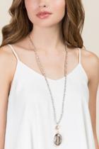 Francesca's Arianna Beaded Pendant Necklace - Gray