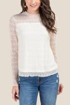 Francesca's Carson Long Sleeve Lace Blouse - Ivory