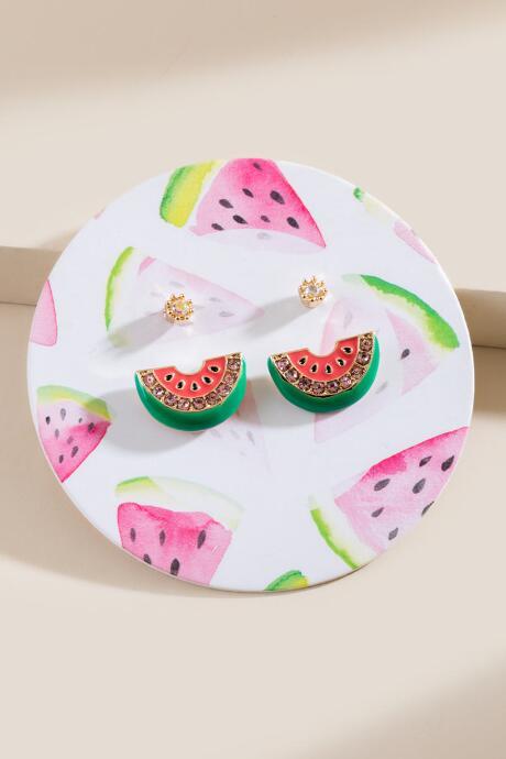 Francesca's Watermelon Stud Earring Set - Yellow