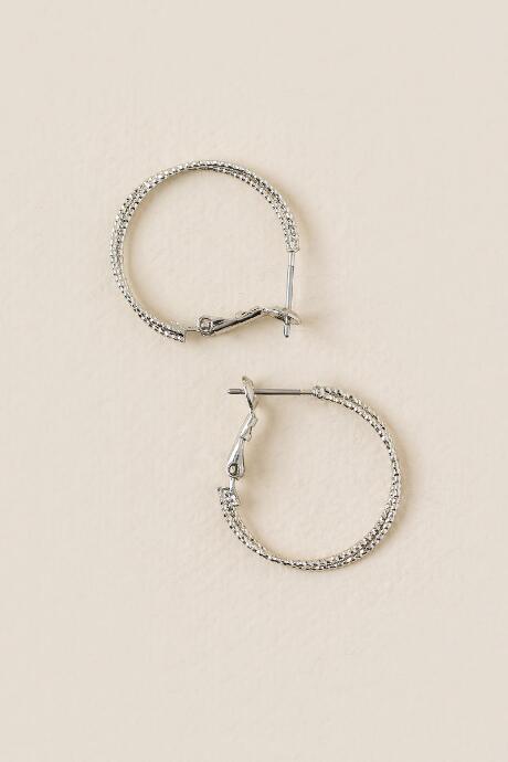 Francesca's Janelle Sparkle Twist Hoop Earring - Silver